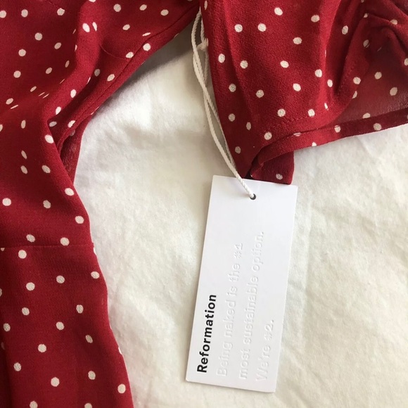 reformation napa wrap midi dress REFORMATION Chagall Cream Red Floral Print NAPA Wrap Midi Crepe Dress XS = 0 NWD